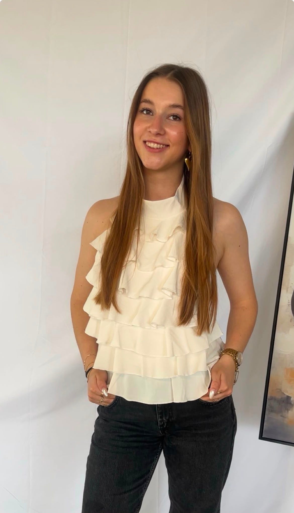 Ruffle top open back
